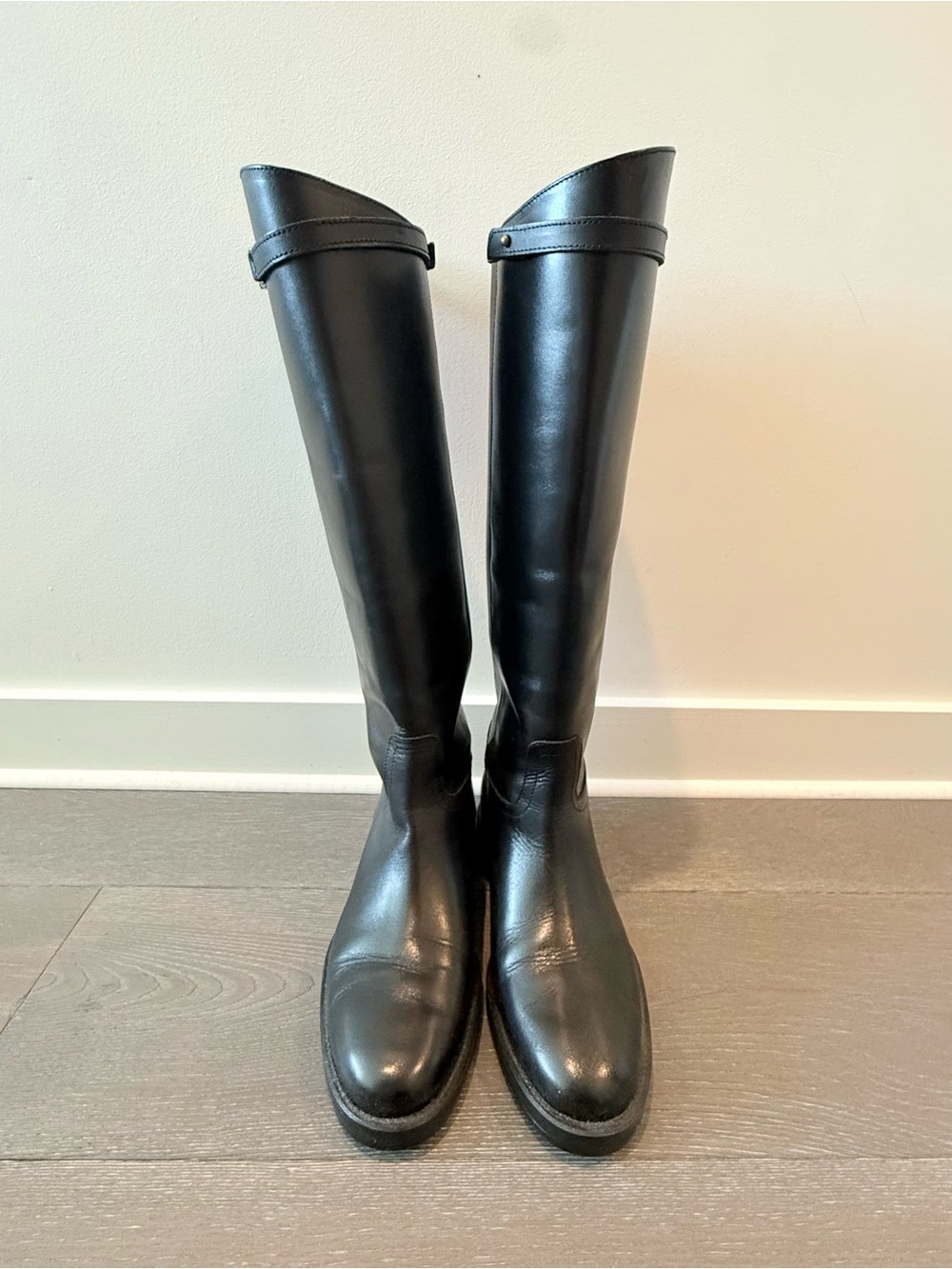 Massimo Dutti Black Over-the-Knee Leather Boots